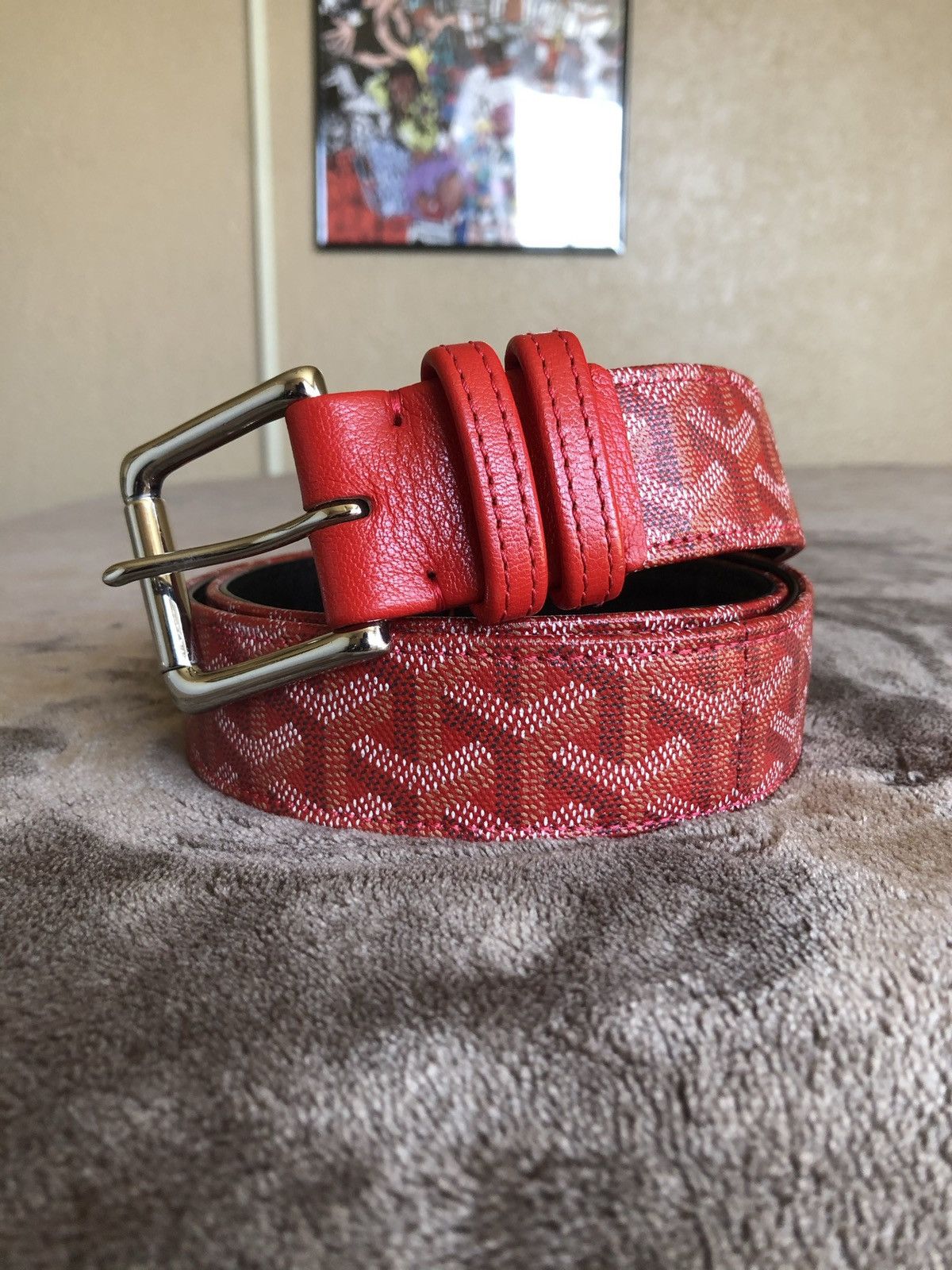 Custom Etai Drori “ Goyard “ Monogram Belt (@etail.la) Red 34