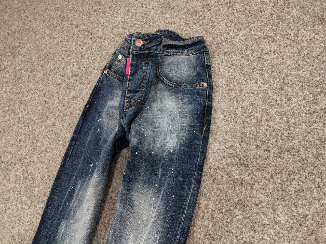 Japanese Brand Designer My Brand Slim Jeans Distressed Paint Blue Denim Size US 33 - 4 Thumbnail