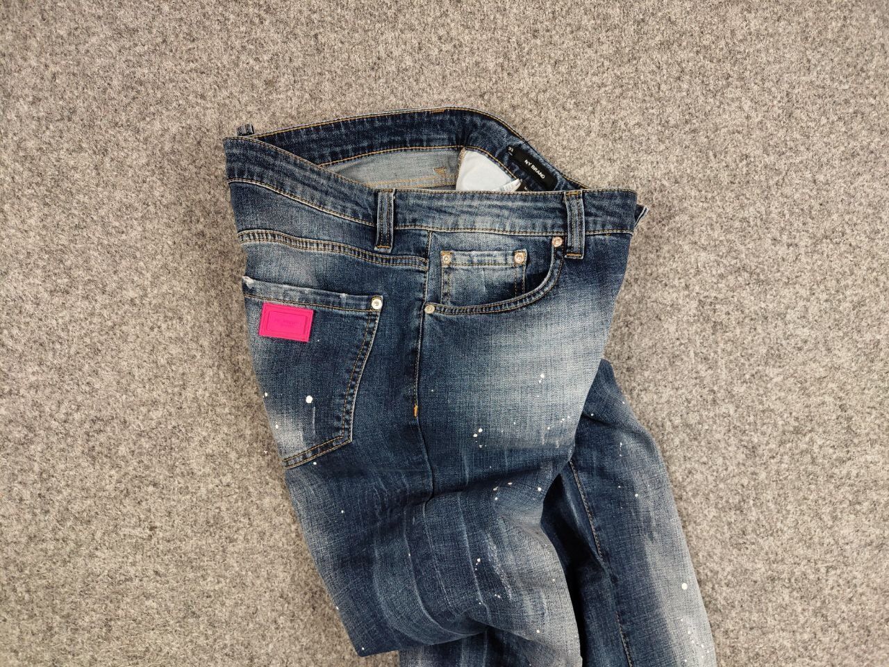 Japanese Brand Designer My Brand Slim Jeans Distressed Paint Blue Denim Size US 33 - 19 Thumbnail