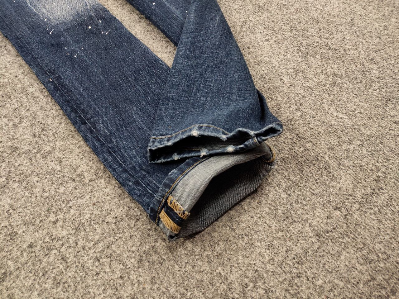 Japanese Brand Designer My Brand Slim Jeans Distressed Paint Blue Denim Size US 33 - 11 Thumbnail