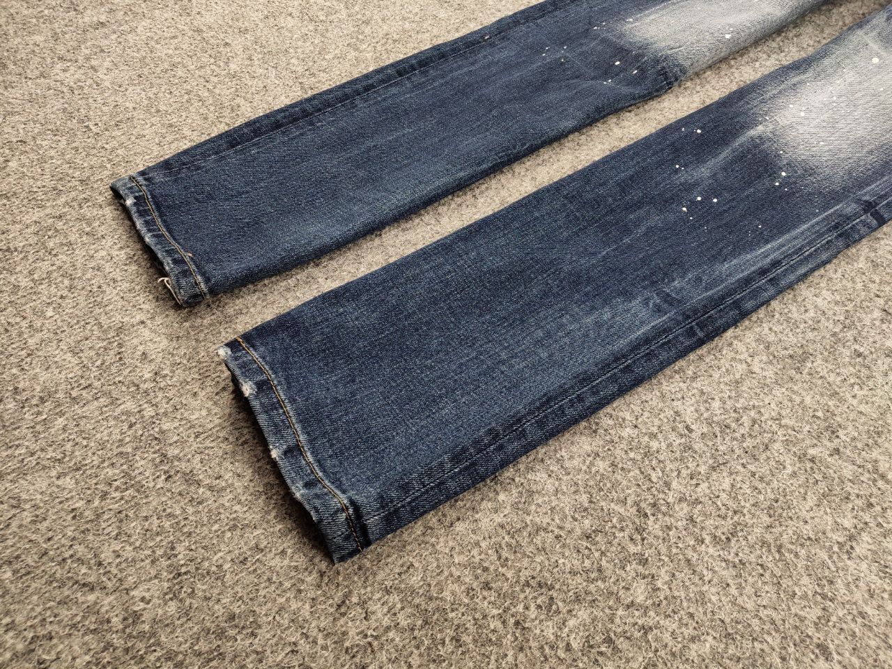Japanese Brand Designer My Brand Slim Jeans Distressed Paint Blue Denim Size US 33 - 5 Thumbnail