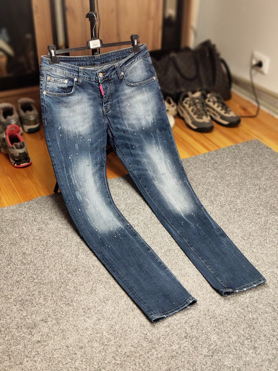 Japanese Brand Designer My Brand Slim Jeans Distressed Paint Blue Denim Size US 33 - 25 Thumbnail