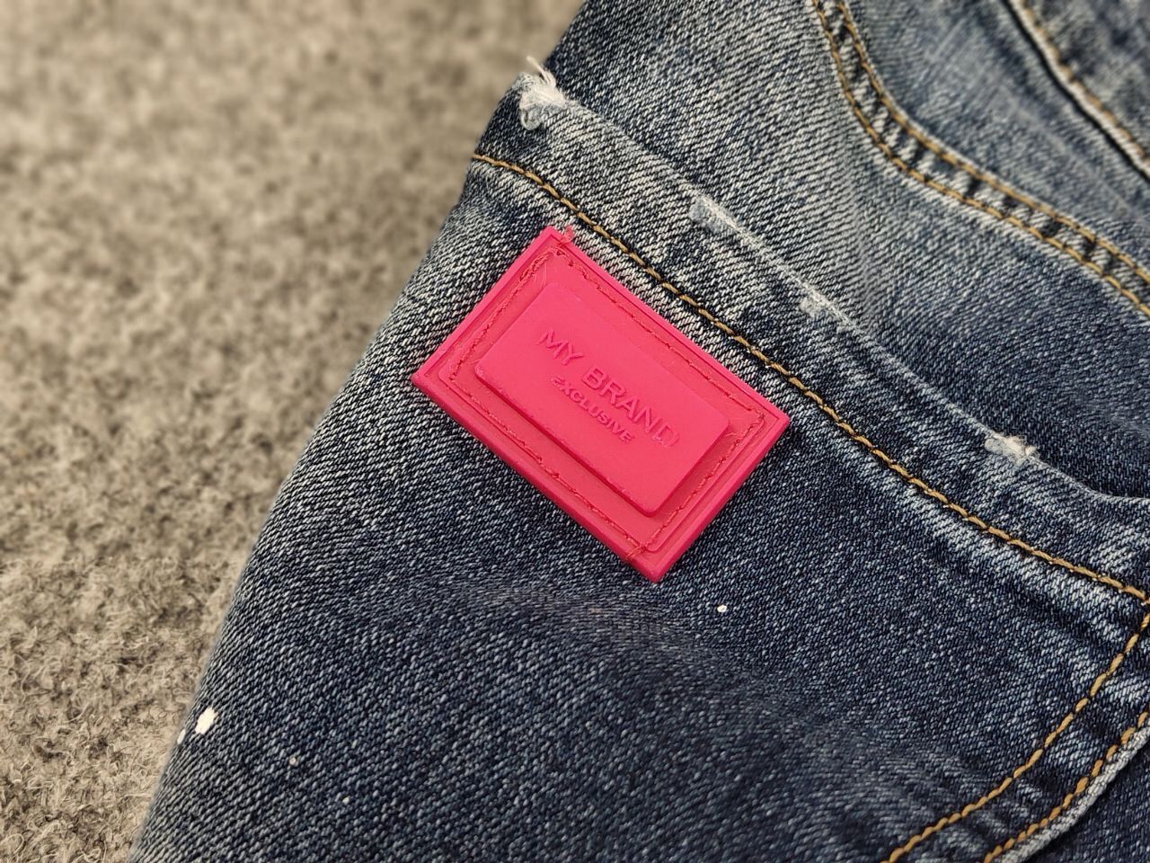 Japanese Brand Designer My Brand Slim Jeans Distressed Paint Blue Denim Size US 33 - 20 Thumbnail