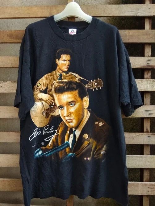 Band Tees VINTAGE ELVIS PRESLEY TSHIRT IN MILITARY UNIFORM UNIFORM Size US XL / EU 56 / 4 - 1 Thumbnail
