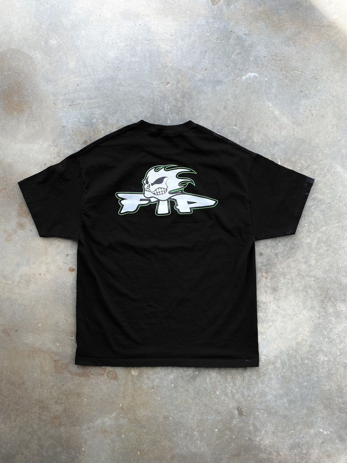Fuck The Population FTP Black Fearless Flaming Skull Tee XL