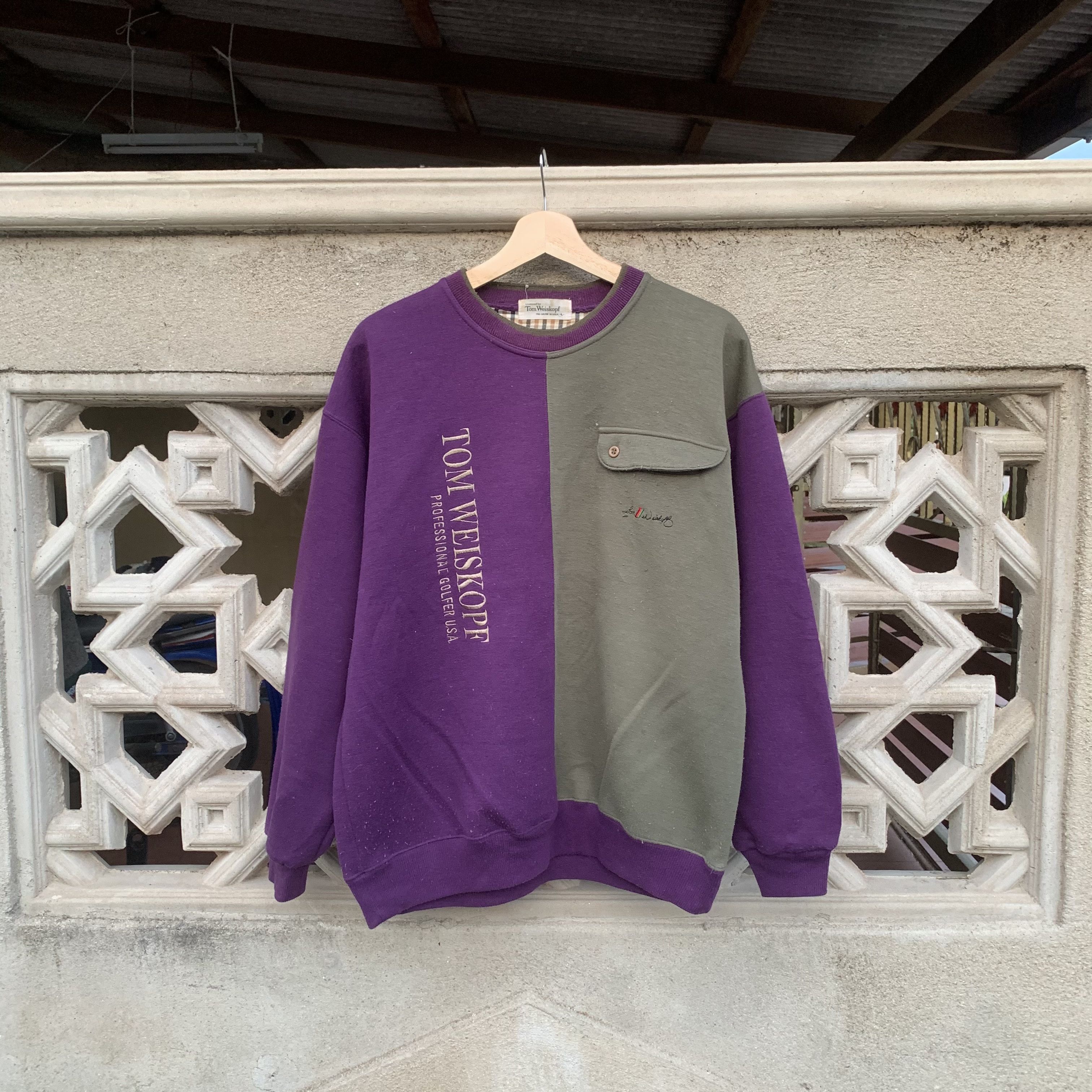 Vintage SEND OFFERS 🔥 TOM WEISKOPF Two Tone Spell Out Sweatshirts Size US L / EU 52-54 / 3 - 1 Thumbnail