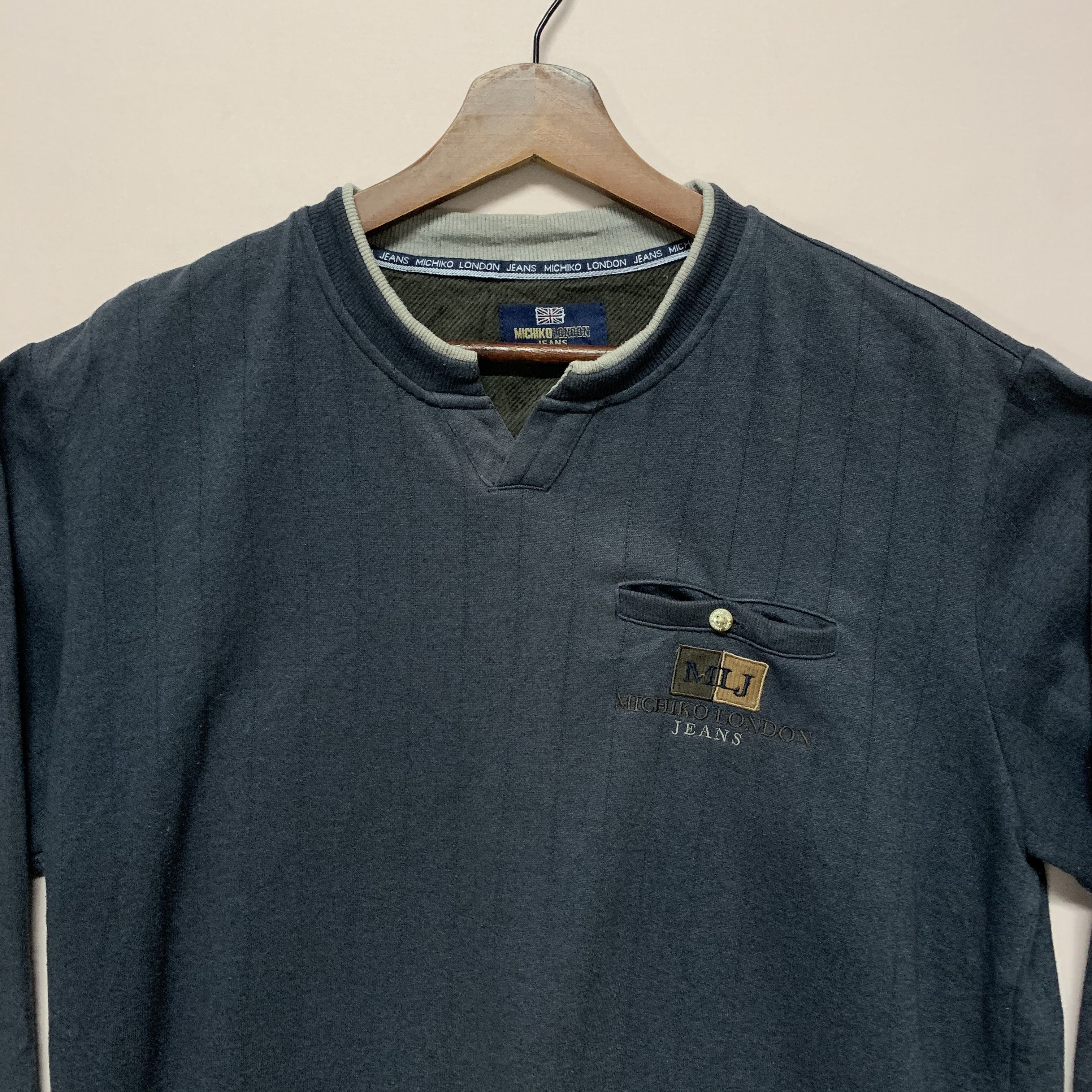 Japanese Brand Vintage MLJ Michiko London Jeans Single Pocket Sweater Size US L / EU 52-54 / 3 - 2 Thumbnail