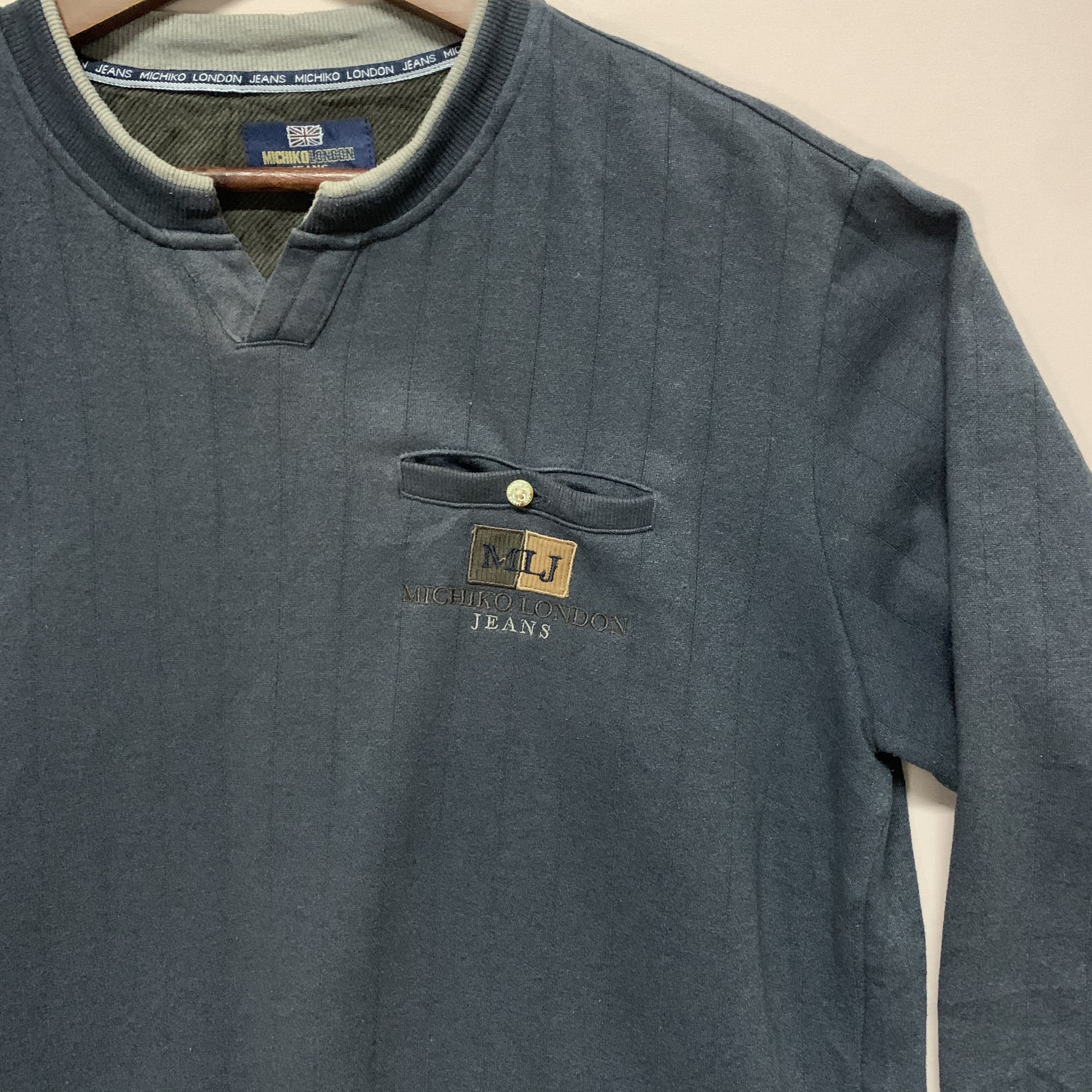 Japanese Brand Vintage MLJ Michiko London Jeans Single Pocket Sweater Size US L / EU 52-54 / 3 - 3 Thumbnail
