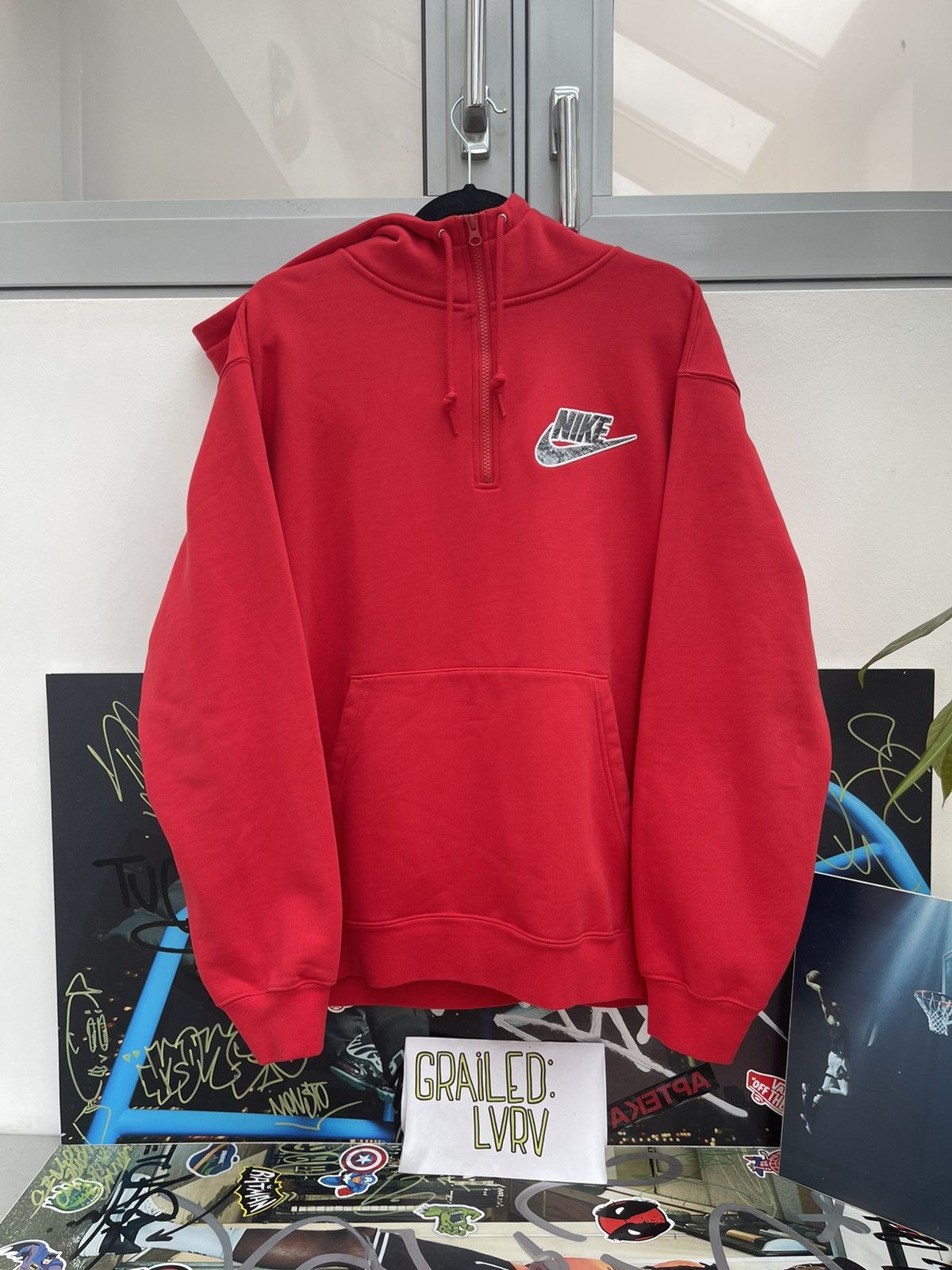 Supreme Nike Half Zip Hooded Sweatshirt Red