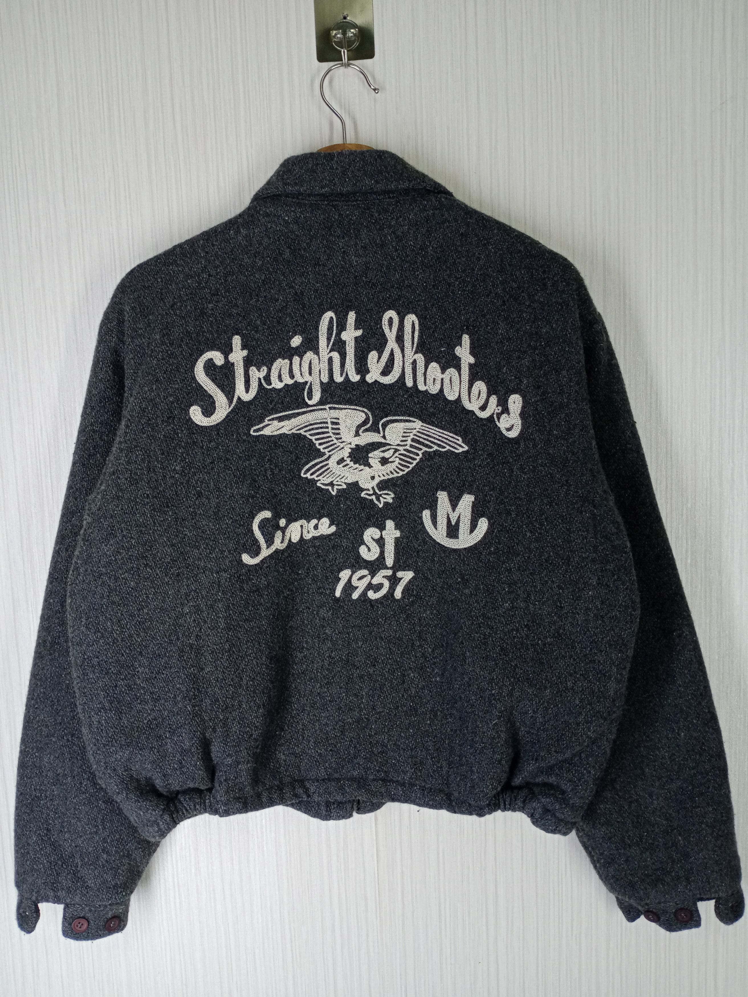 Japanese Brand Vintage 90's Straight Shooter's Wool Bomber Jacket Size US M / EU 48-50 / 2 - 1 Thumbnail