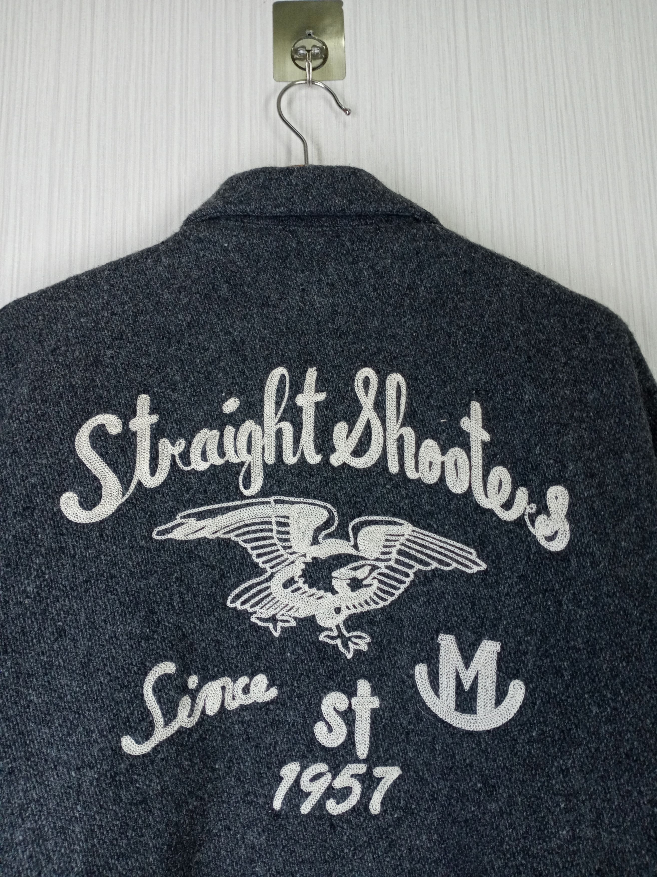 Japanese Brand Vintage 90's Straight Shooter's Wool Bomber Jacket Size US M / EU 48-50 / 2 - 3 Thumbnail