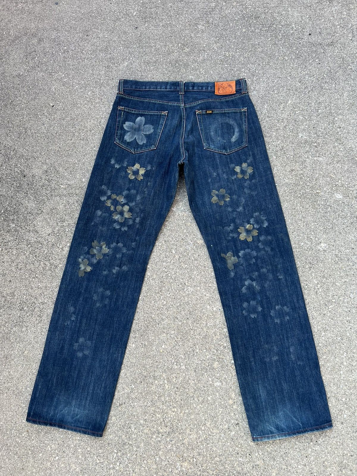 image of Evisu x Mizra Jeans Kyoto Vintage Zen Kyoto Hand Painted Denim Ripped Jeans, Men's (Size 34)