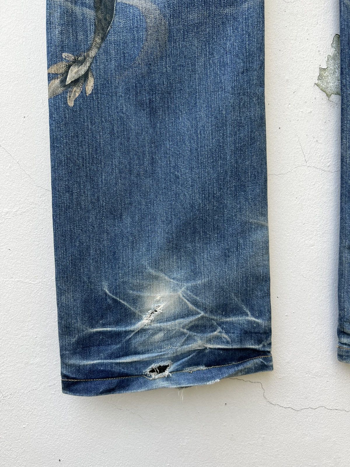 Vintage VTG Namino Ritatsujin Japan Clouds Dragon Denim Flare Jeans Size US 34 / EU 50 - 7 Thumbnail