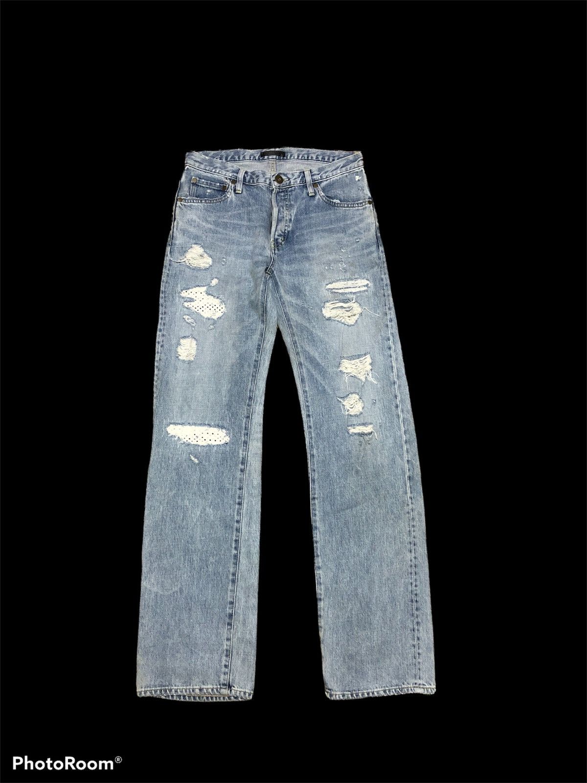 Japanese Brand UN VELTA DISTRESSED DENIM Size US 30 / EU 46 - 1 Thumbnail