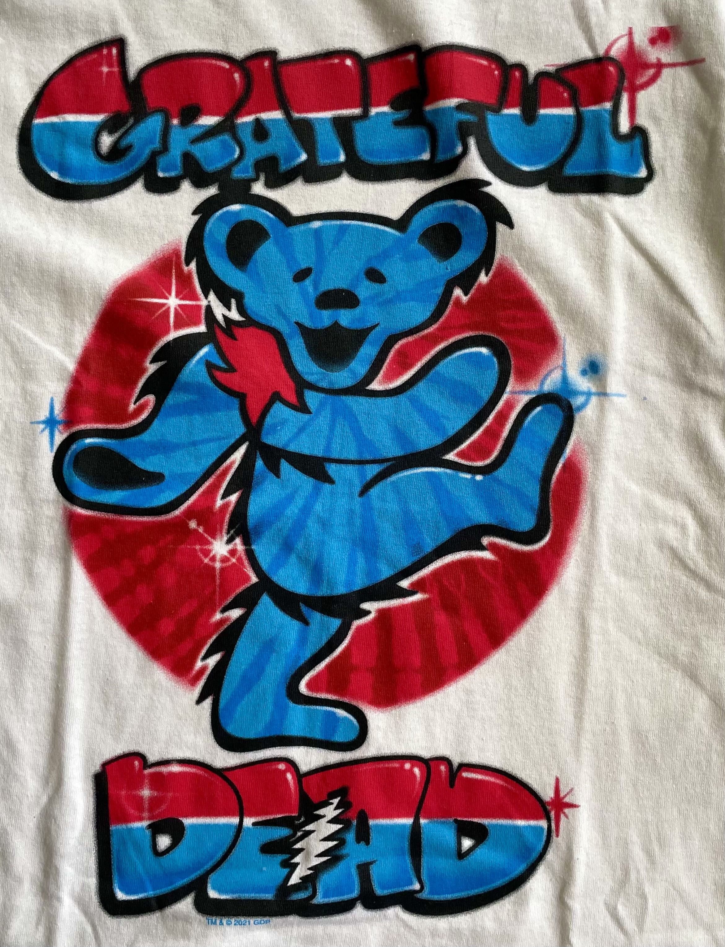Grateful Dead × Liquid Blue Small White Red USA Flag Tie Dye Bears Band Tour Tee Shirt Size US S / EU 44-46 / 1 - 2 Thumbnail