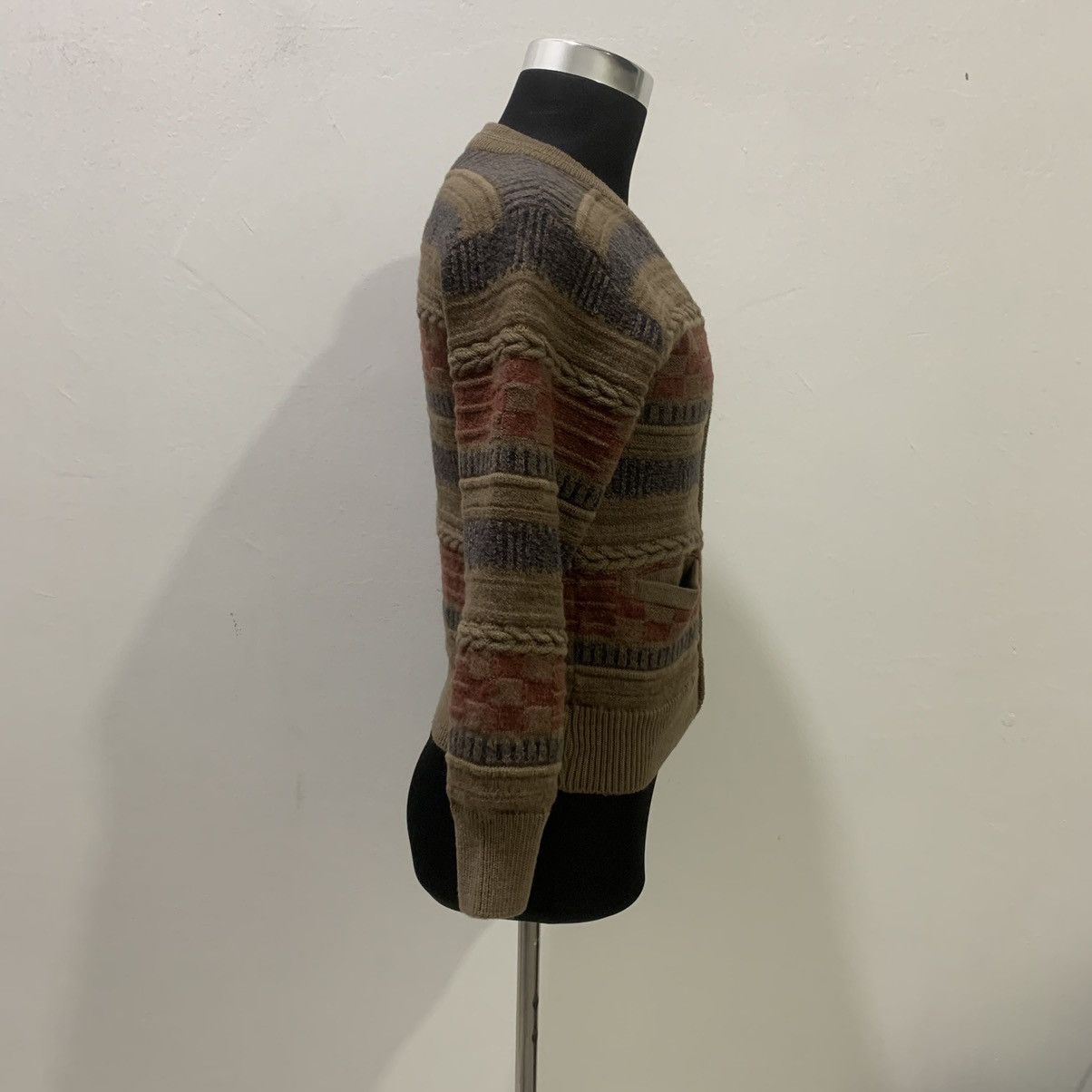 Giovanni Valentino MARIO GIOVANNI ITALY Fair Isle Cable Knit Cardigan Sweater Size S / US 4 / IT 40 - 7 Thumbnail