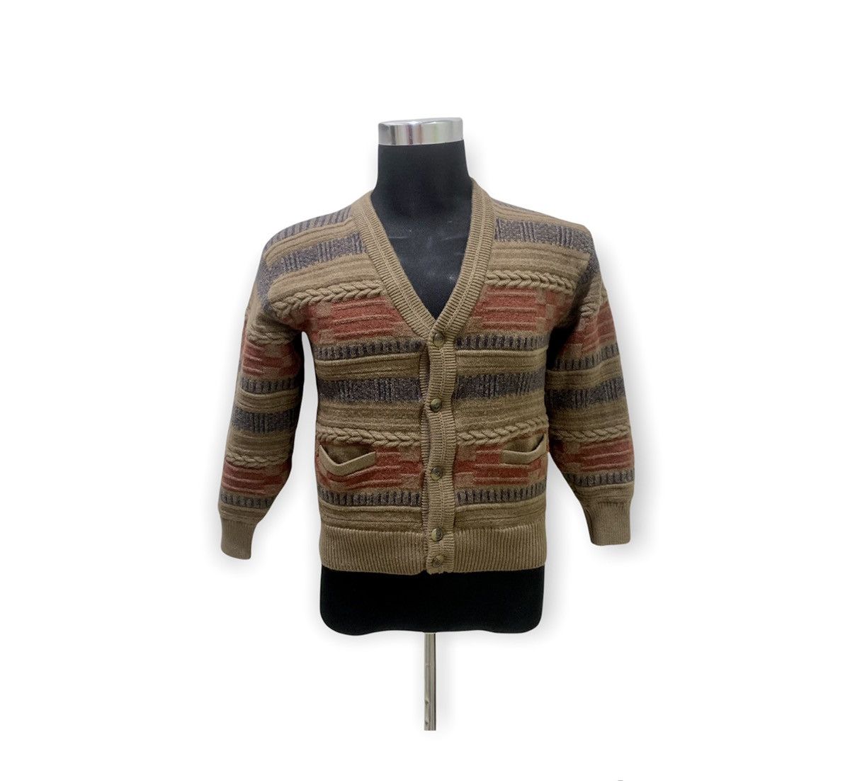 Giovanni Valentino MARIO GIOVANNI ITALY Fair Isle Cable Knit Cardigan Sweater Size S / US 4 / IT 40 - 1 Thumbnail