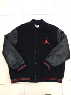 VTG NIKE AIR Varsity Jacket Jordan Size Youth L Wool red black