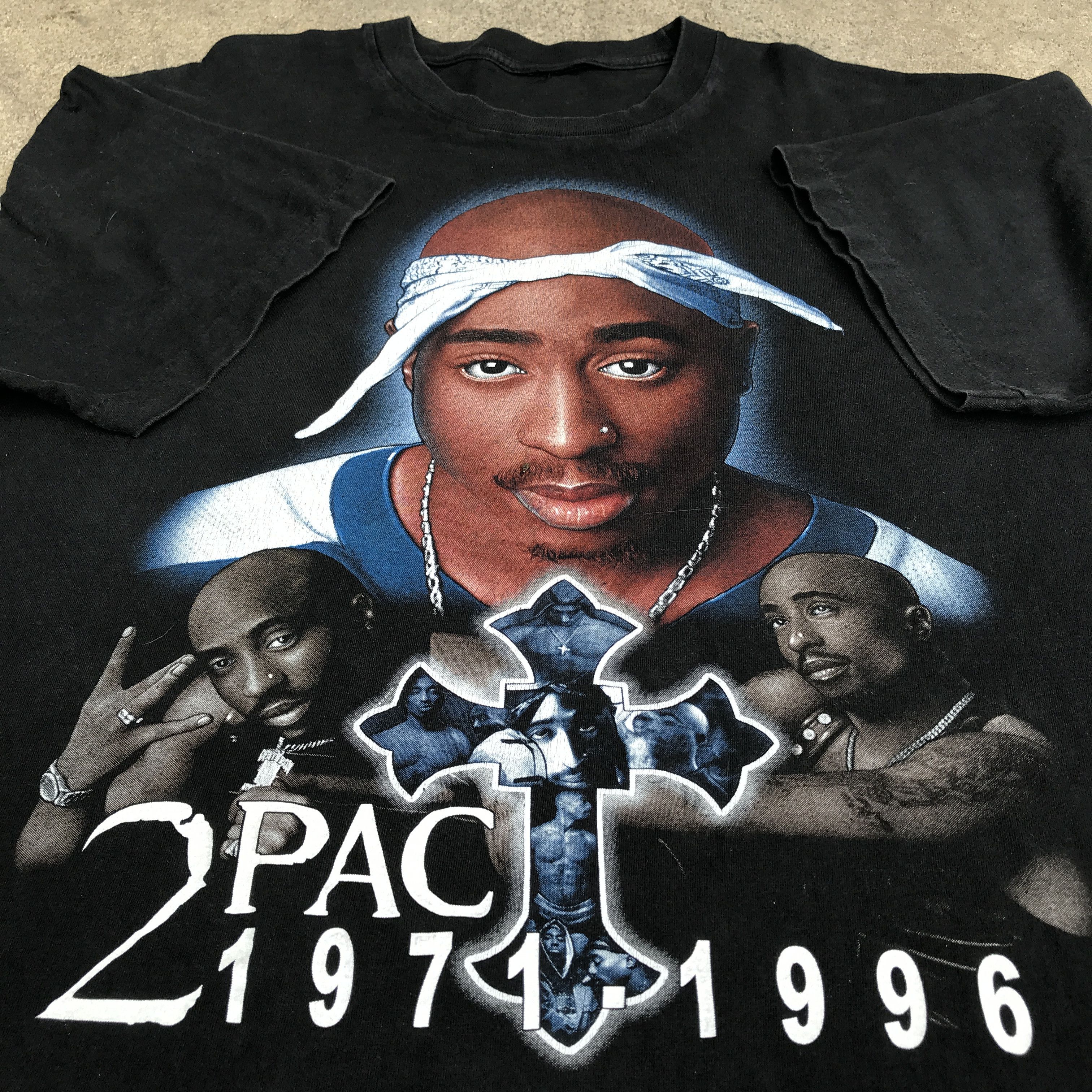 2pac Rap T-shirt, Men's M size cotton black type Vintage Second Hand