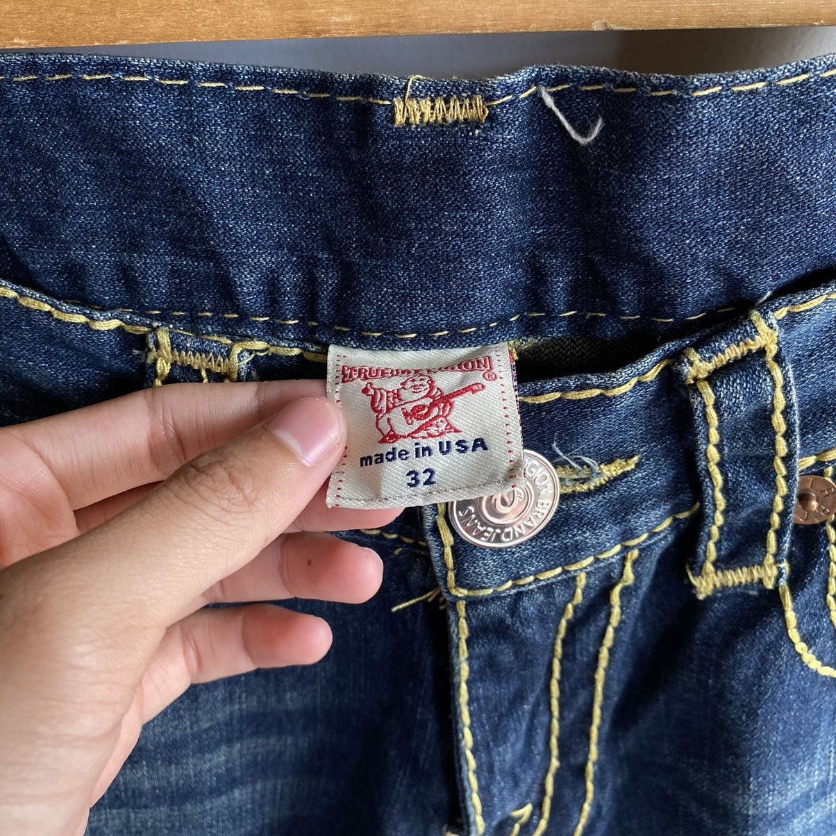 True Religion Vintage True Religion Billy Super T Yellow Stitch Jeans Size US 32 / EU 48 - 10 Thumbnail