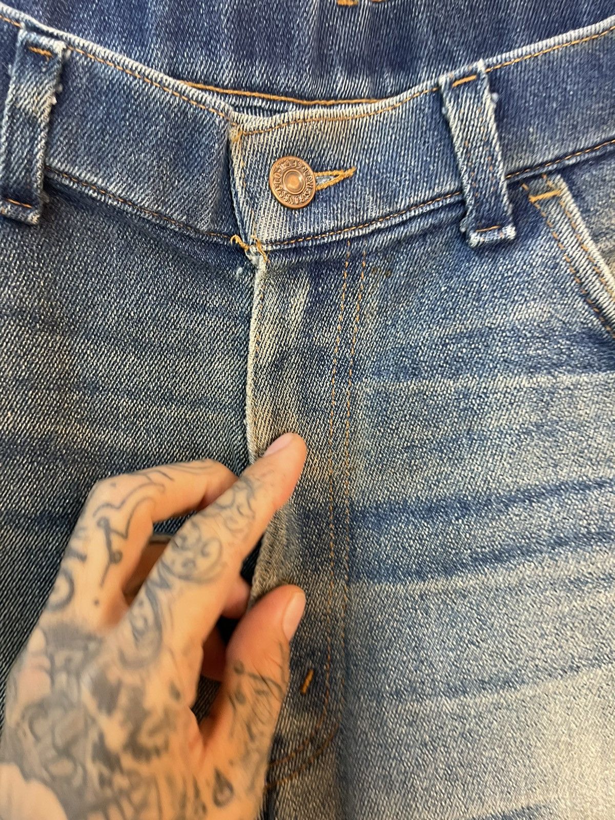 Vintage BLACK TAB BLANK Blue Dirt Wash levi Jeans 32 34 36