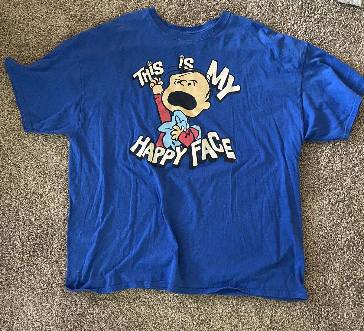 Vintage Vintage Peanuts Charlie Brown Blue Lionel Happy Face Blanket