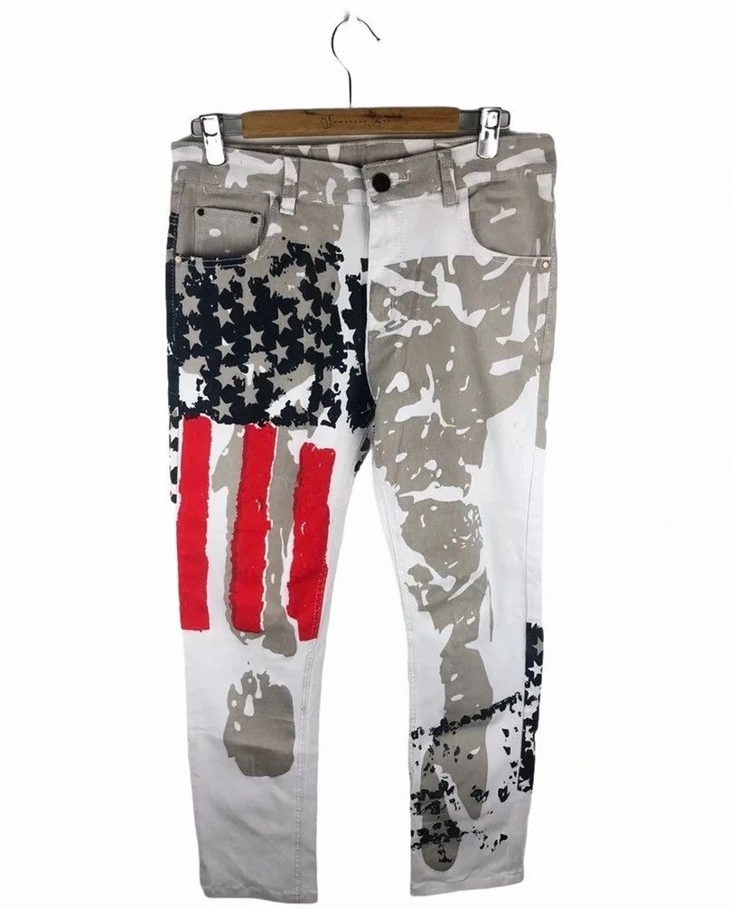 America Flag Motive Art Pants
