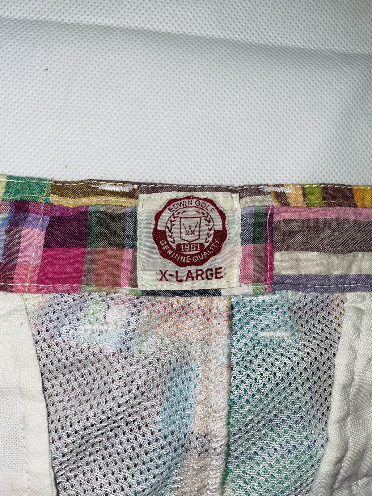 Edwin Vintage Edwin Golf Patchwork art designer plaid Short Size US 35 - 6 Thumbnail