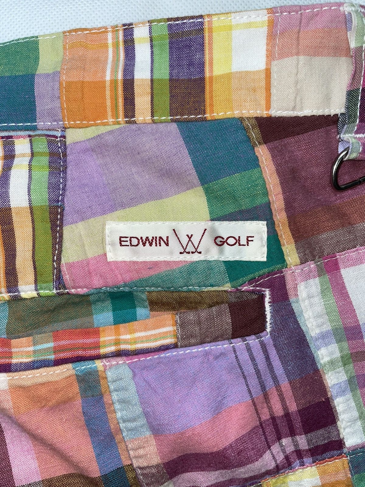Edwin Vintage Edwin Golf Patchwork art designer plaid Short Size US 35 - 5 Thumbnail