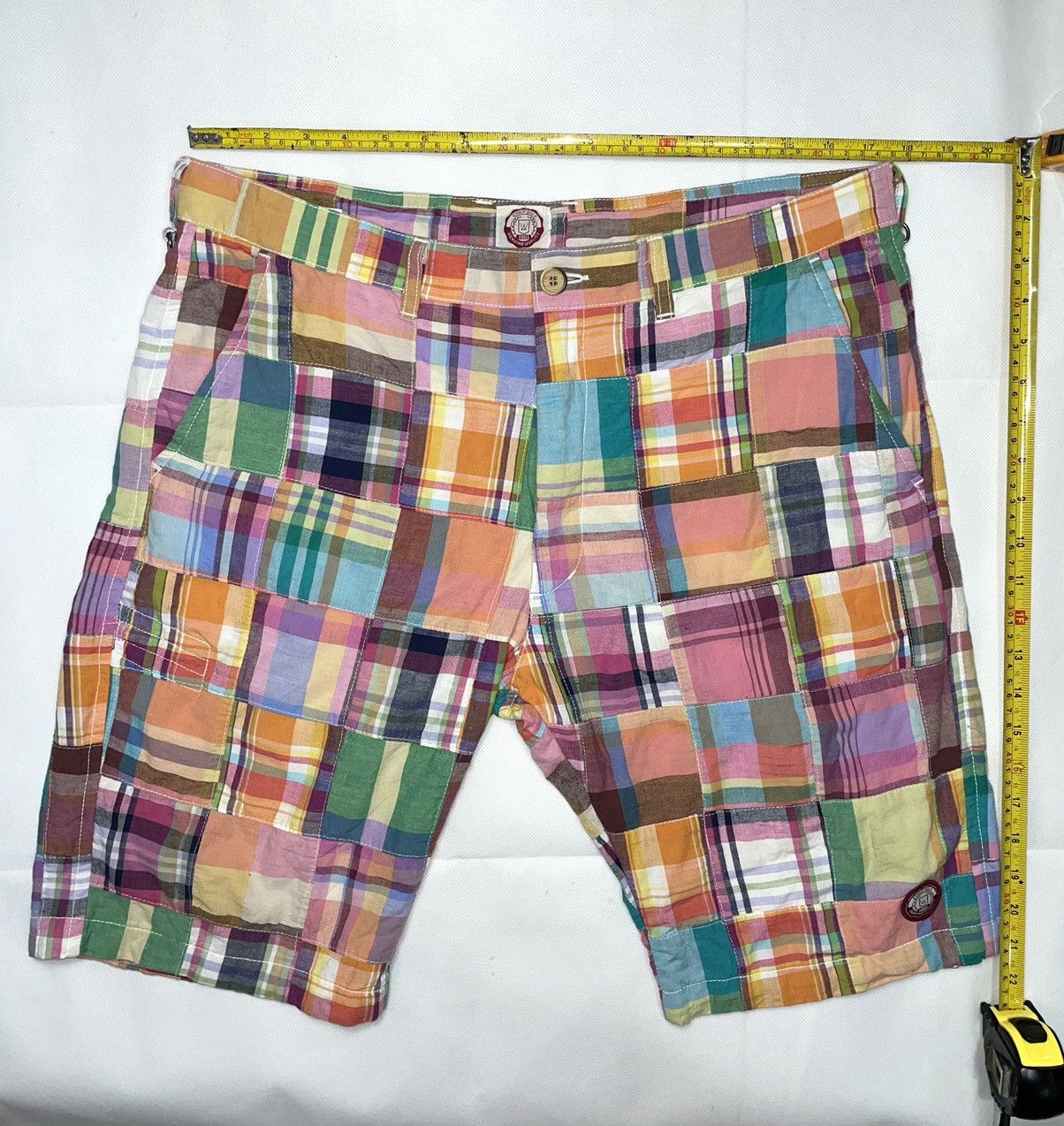 Edwin Vintage Edwin Golf Patchwork art designer plaid Short Size US 35 - 9 Thumbnail