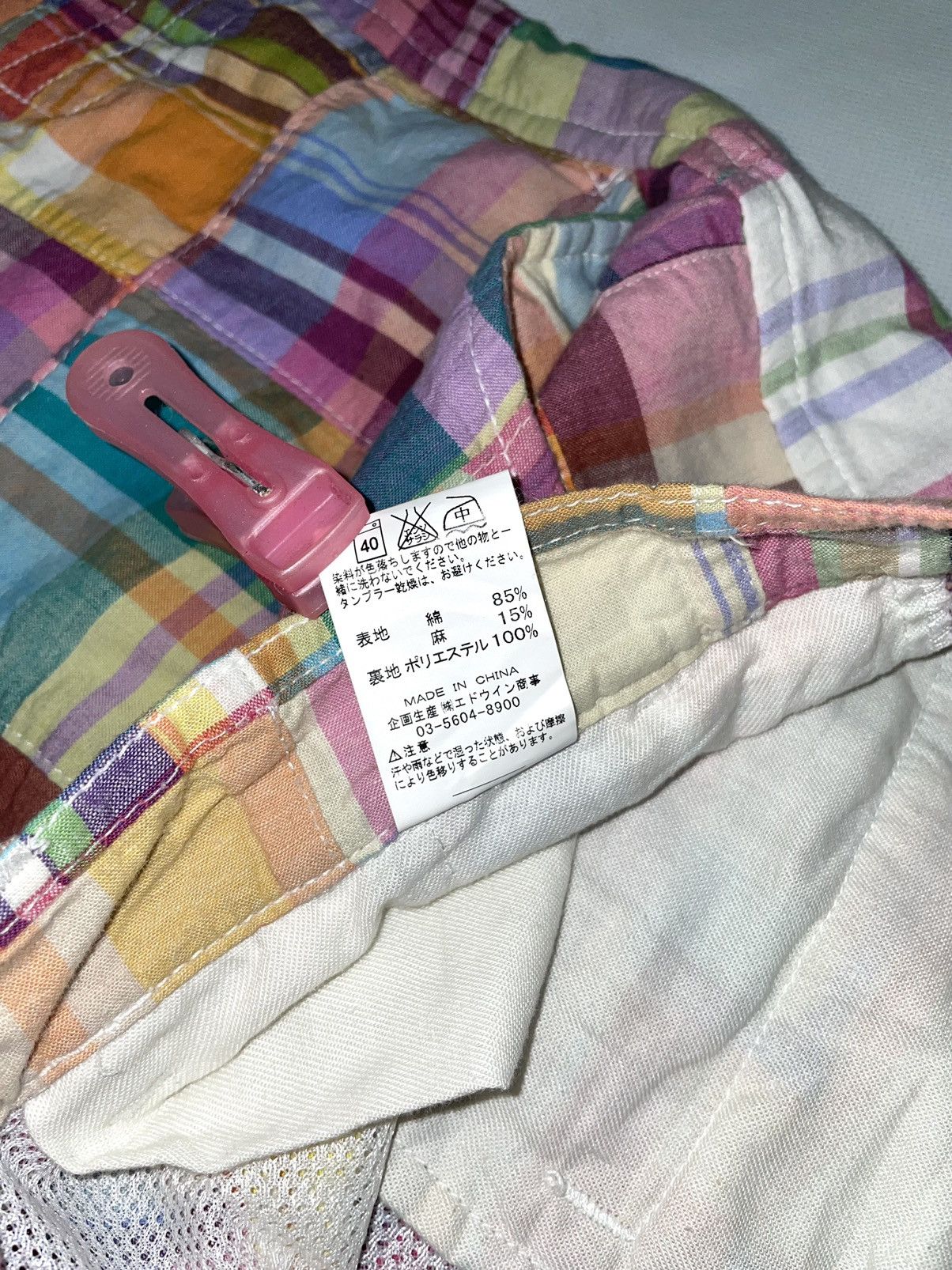 Edwin Vintage Edwin Golf Patchwork art designer plaid Short Size US 35 - 10 Thumbnail