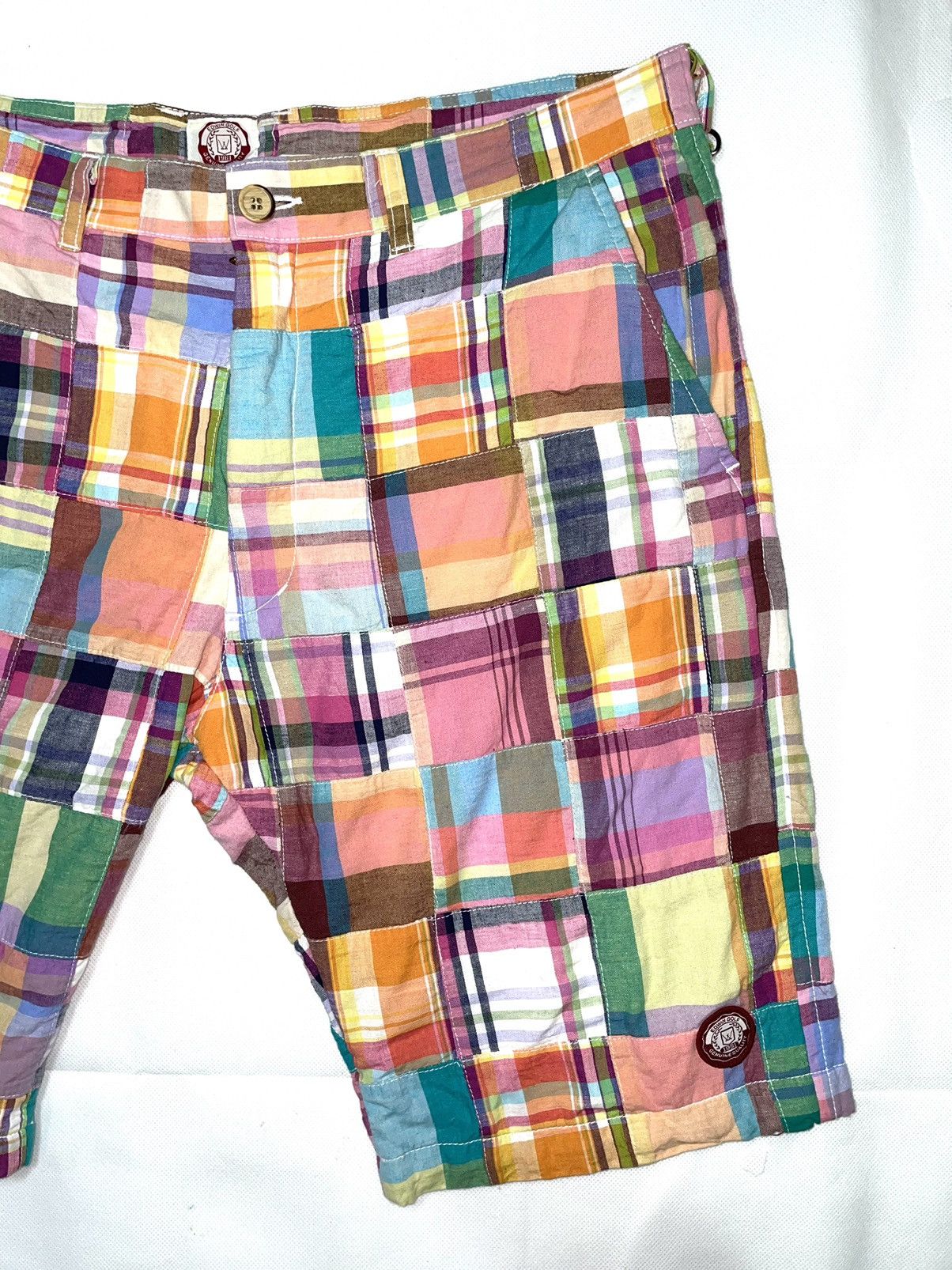 Edwin Vintage Edwin Golf Patchwork art designer plaid Short Size US 35 - 7 Thumbnail