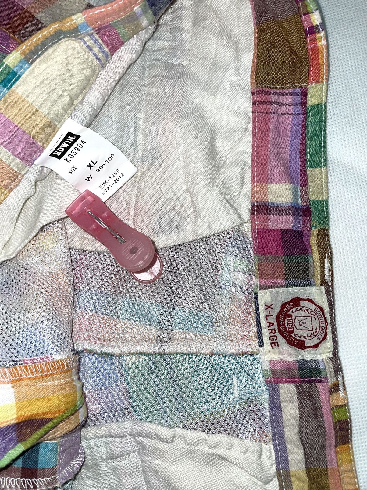 Edwin Vintage Edwin Golf Patchwork art designer plaid Short Size US 35 - 11 Thumbnail