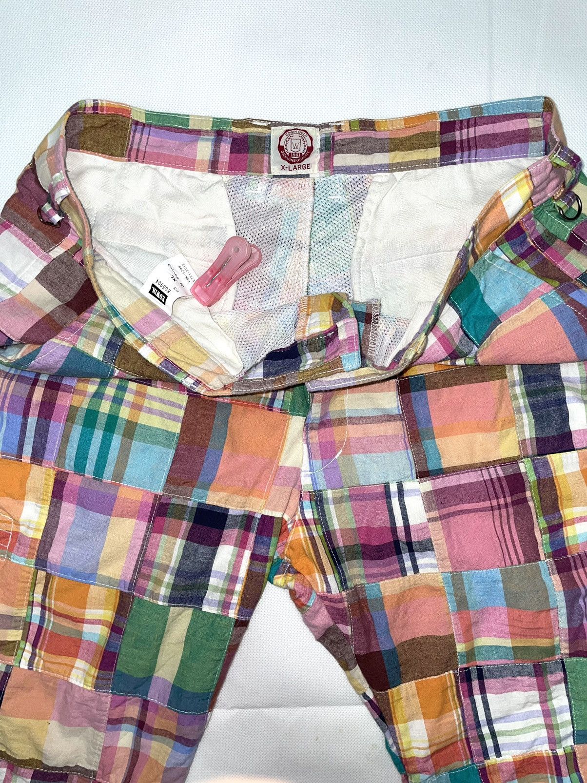 Edwin Vintage Edwin Golf Patchwork art designer plaid Short Size US 35 - 3 Thumbnail