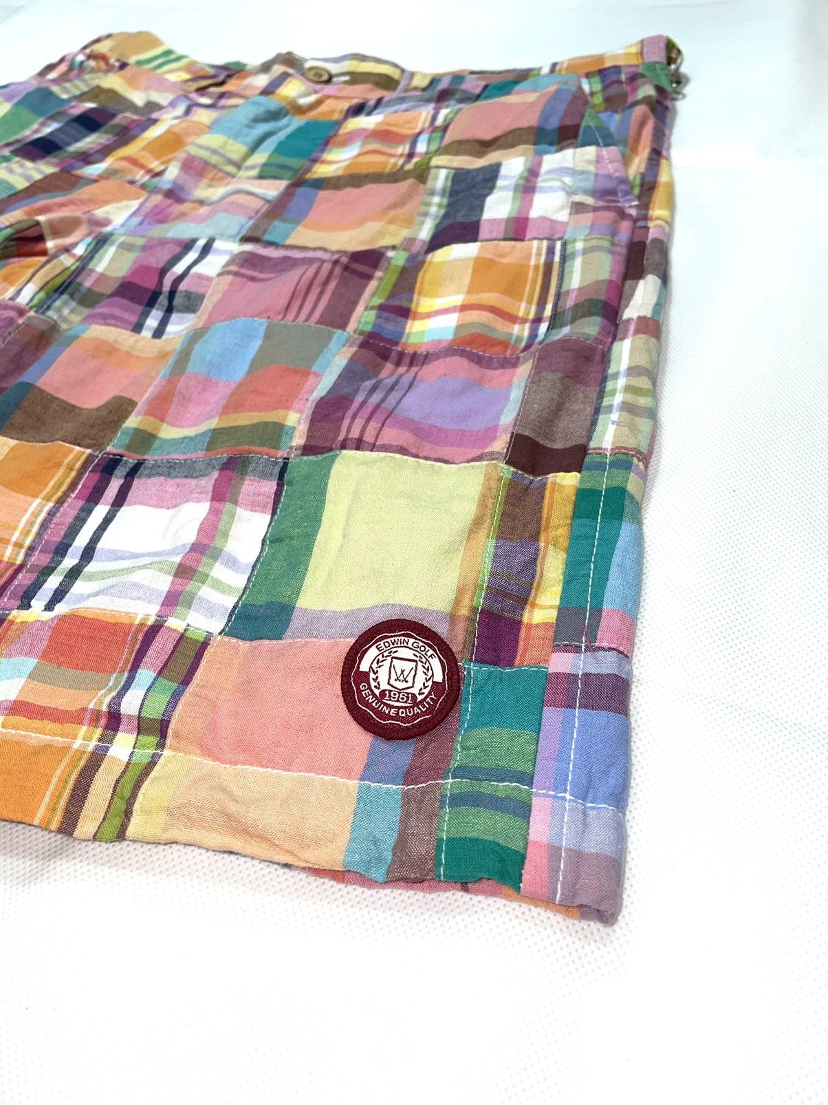 Edwin Vintage Edwin Golf Patchwork art designer plaid Short Size US 35 - 8 Thumbnail