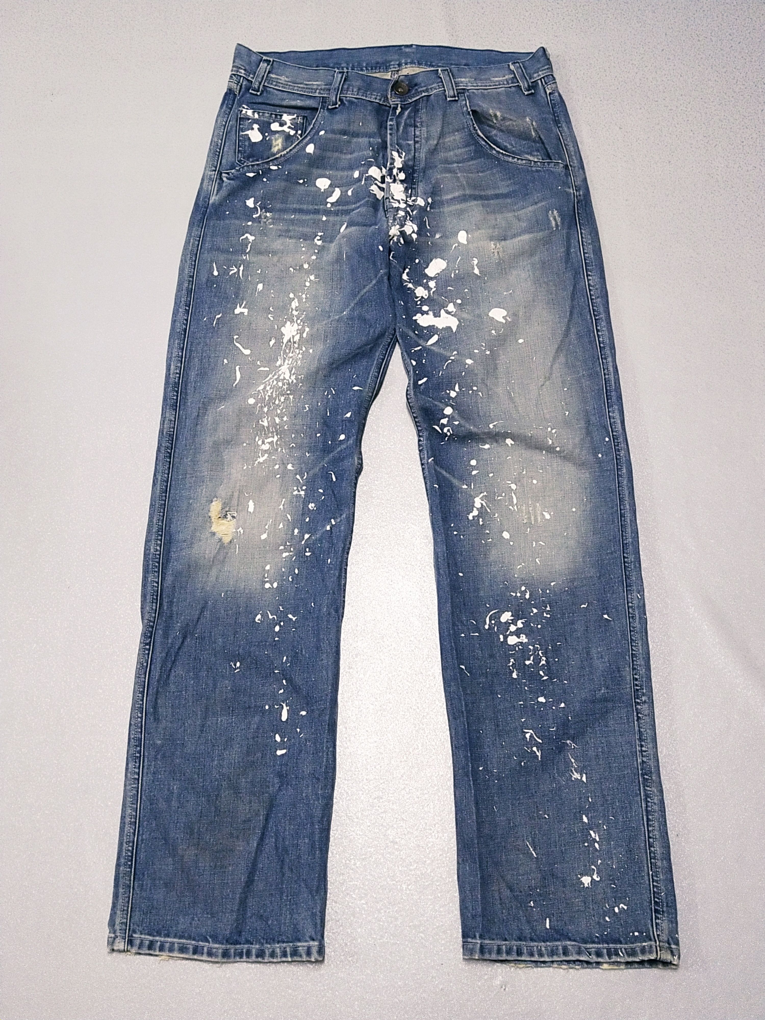 Vintage Paint Splattered Distressed Denim Made In Italy