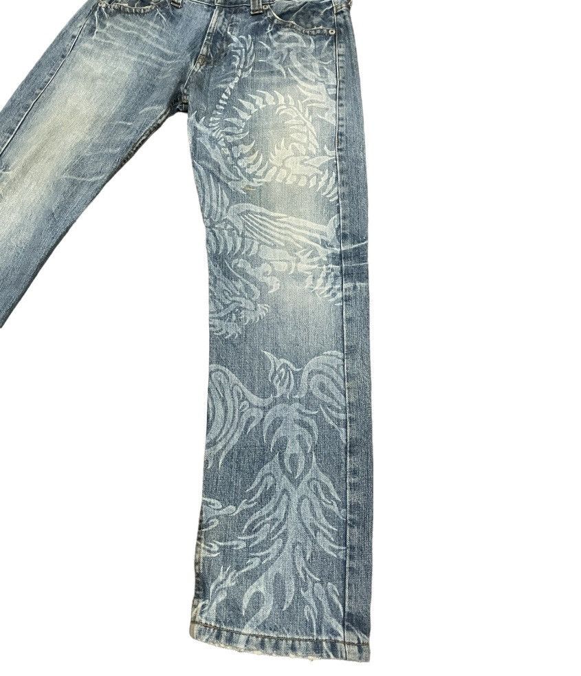 Hiroshi Fujiwara Vintage Japanese Burning Violet Dragon Phoenix Tattoo Jeans Size US 34 / EU 50 - 3 Thumbnail