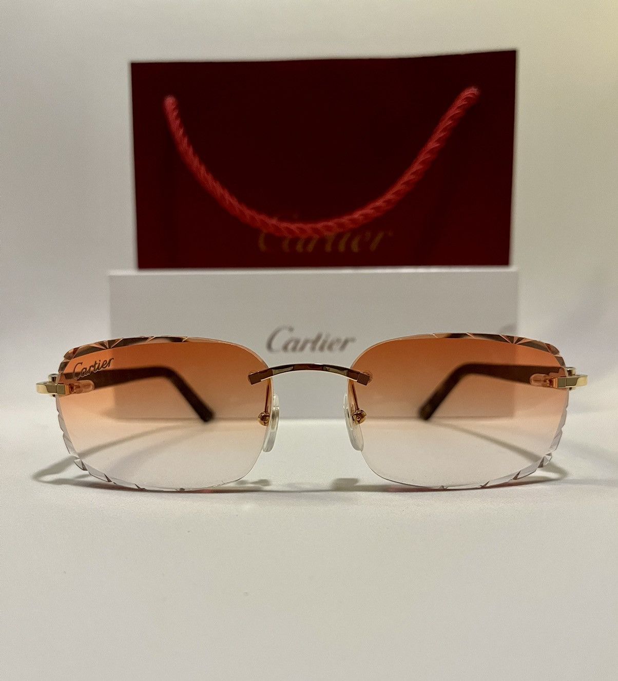 Cartier Cartier rimless C decor Gold Diamond Cut sunglasses CT0227S ...