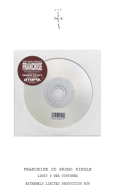 Travis Scott Travis Scott Franchise CD Promo Single Tour White Brown Size ONE SIZE - 2 Thumbnail
