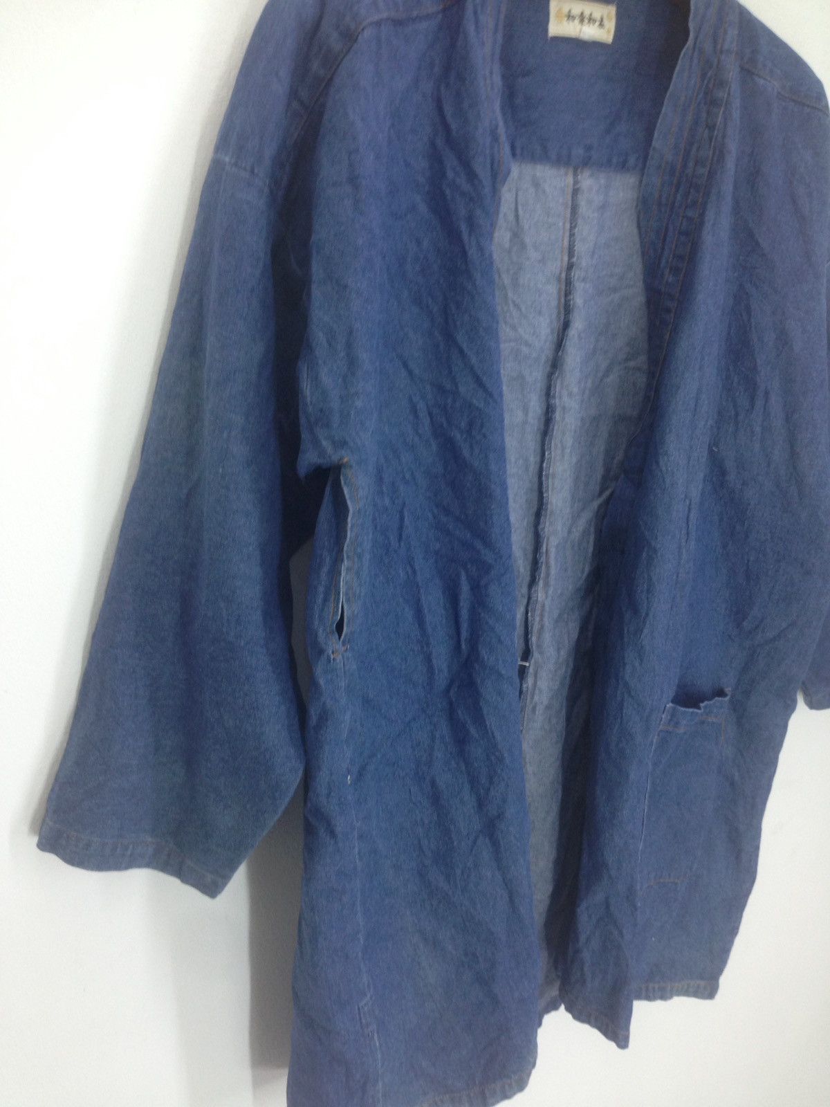 Japanese Brand Vintage Noragi Cardigan Denim Kimono Indigo Japan cardigan Size US L / EU 52-54 / 3 - 3 Thumbnail