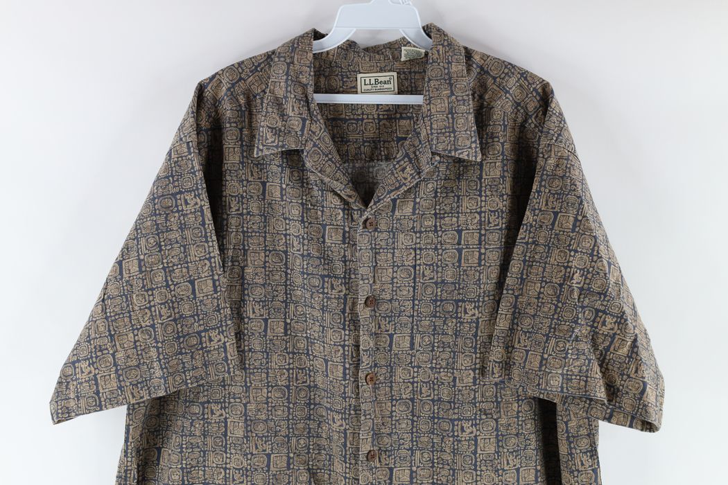 Vintage Vintage LL Bean Mayan All Over Print Hawaiian Button Shirt ...