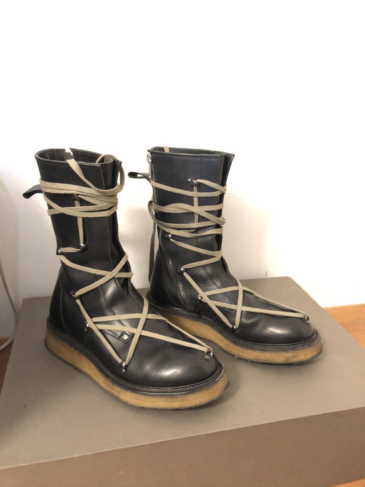 Rick Owens Fw17 Glitter creeper boots crepe sole Size US 10 / EU 43 - 1 Thumbnail