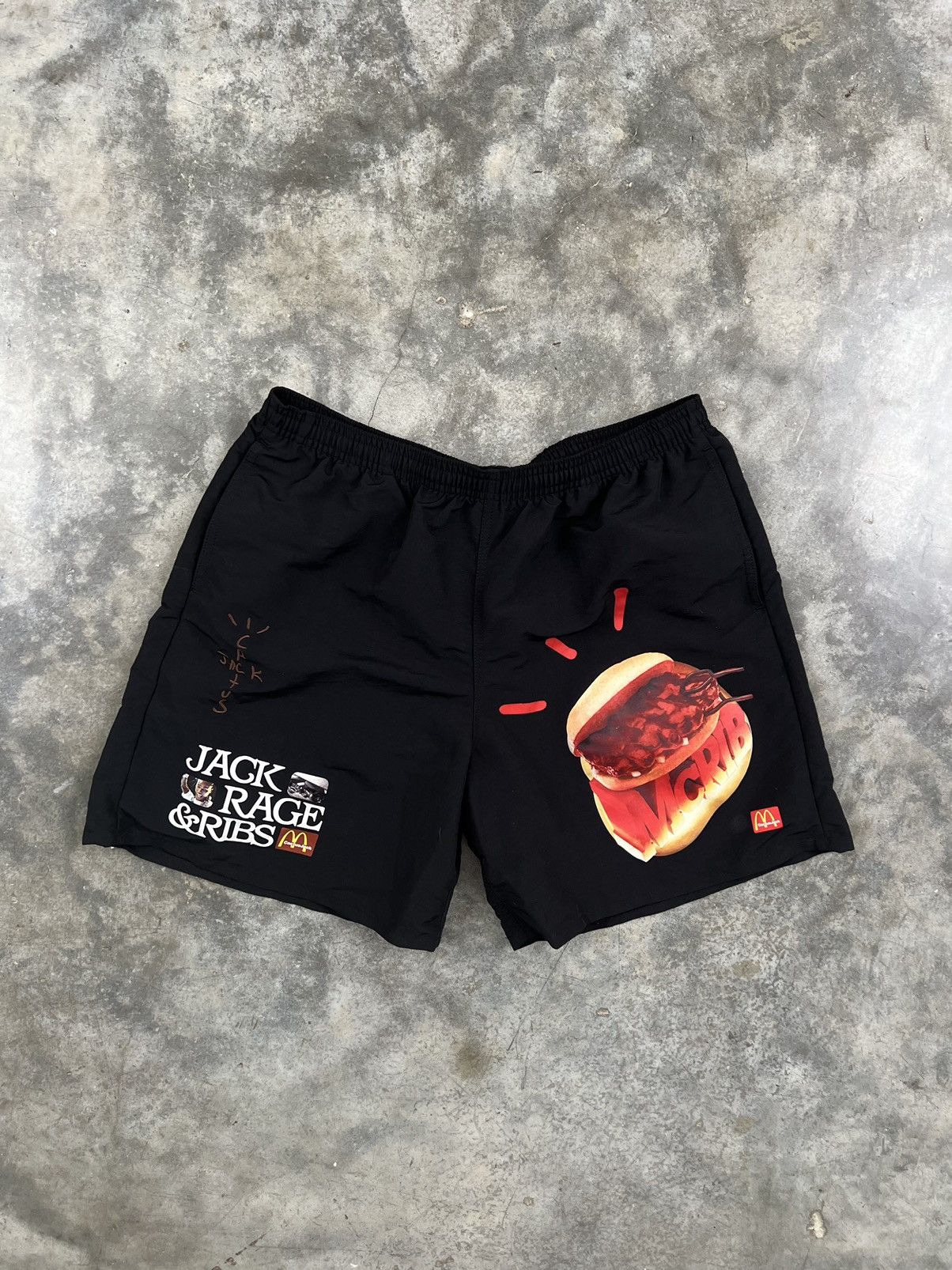 Travis Scott Travis Scott x Mcdonalds Rage & Ribs Black Burger Shorts ❄️ Size US 32 / EU 48 - 1 Thumbnail
