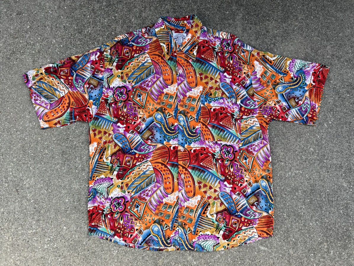 Vintage Vintage 90s Salty Dog Gant 100% Rayon Psychedelic Art Shirt Size US L / EU 52-54 / 3 - 1 Thumbnail