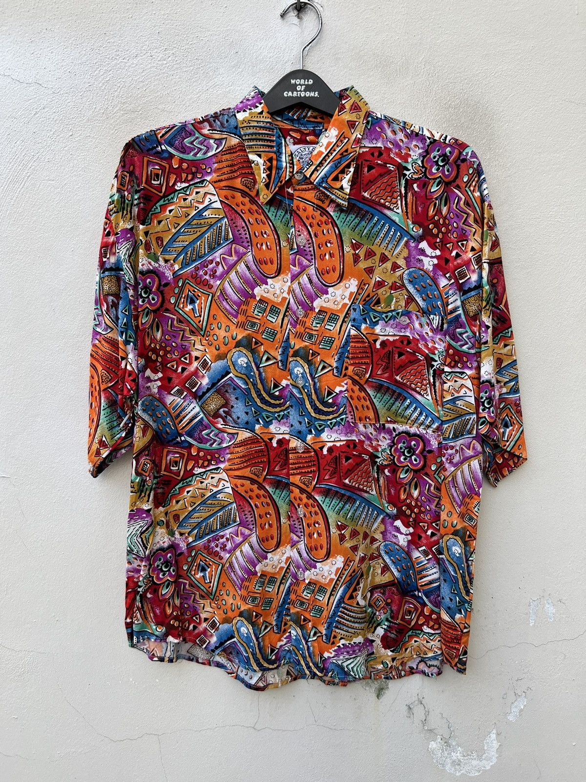 Vintage Vintage 90s Salty Dog Gant 100% Rayon Psychedelic Art Shirt Size US L / EU 52-54 / 3 - 3 Thumbnail