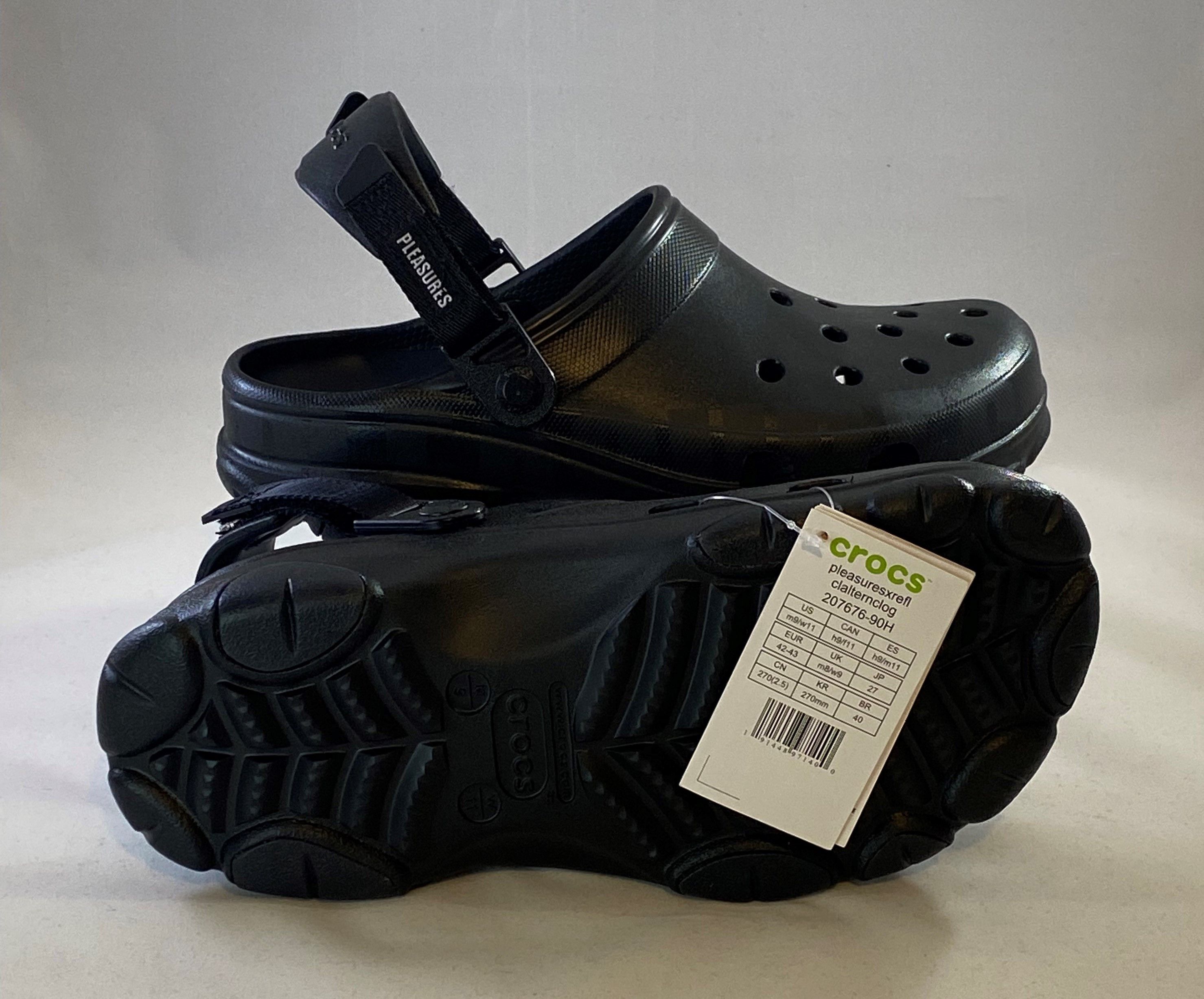 Crocs × Pleasures All Terrain Clog "Black" Size 9M/11W Reflective Sandals New Size US 9 / EU 42 - 6 Thumbnail
