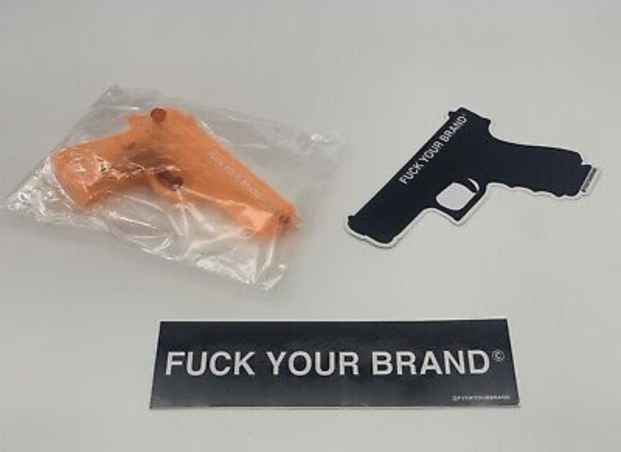 fuckyourbrand stickers and water gun pack fvckyourbrand