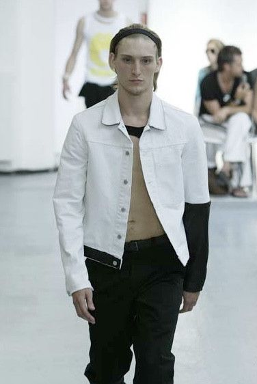 Helmut Lang S/S 2003 Leather Sleeve Denim Jacket (SS03