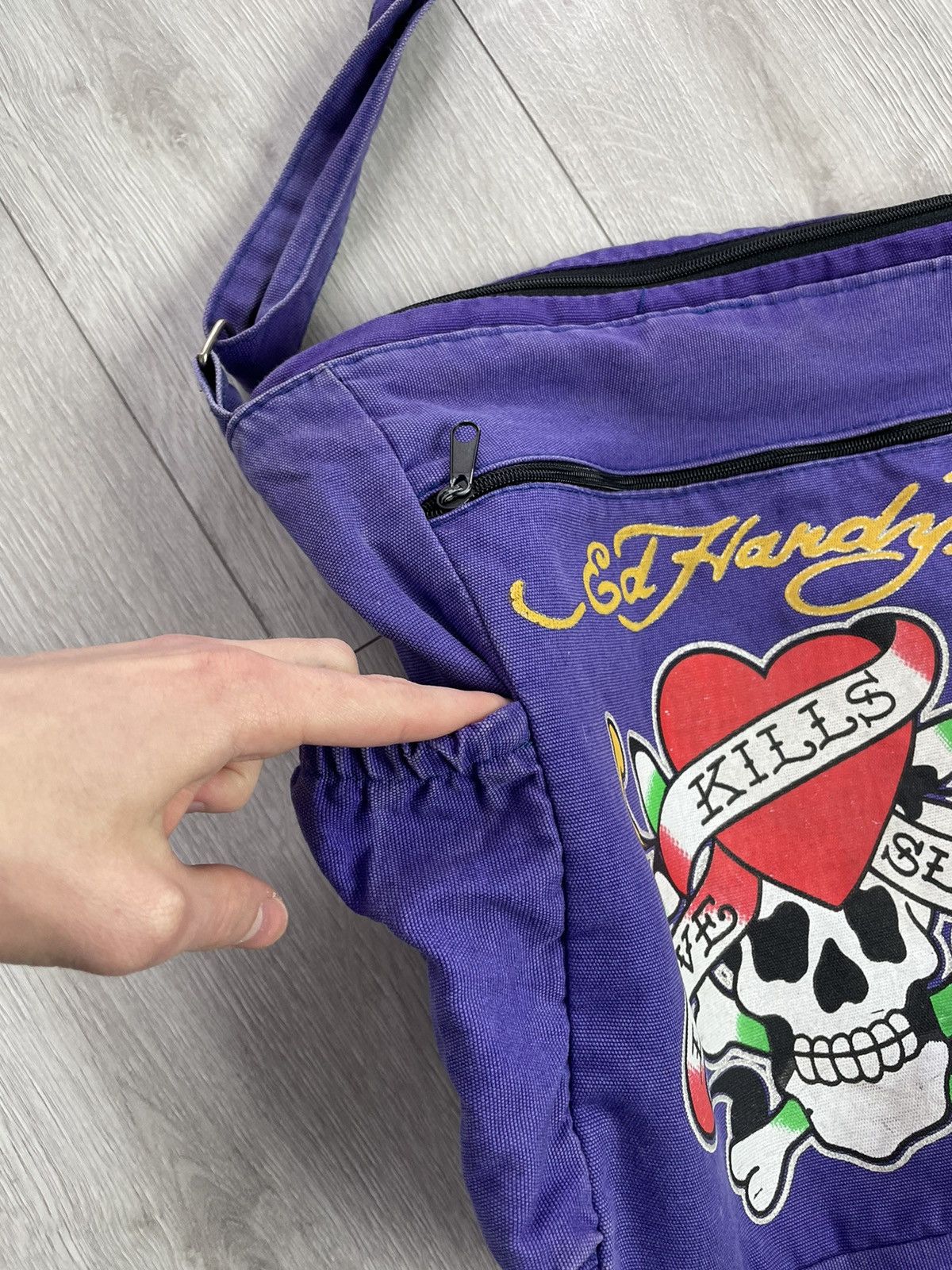 Christian Audigier × Ed Hardy × Vintage Ed Hardy Rare Purple Messenger / Shoulder Bag Size ONE SIZE - 5 Thumbnail
