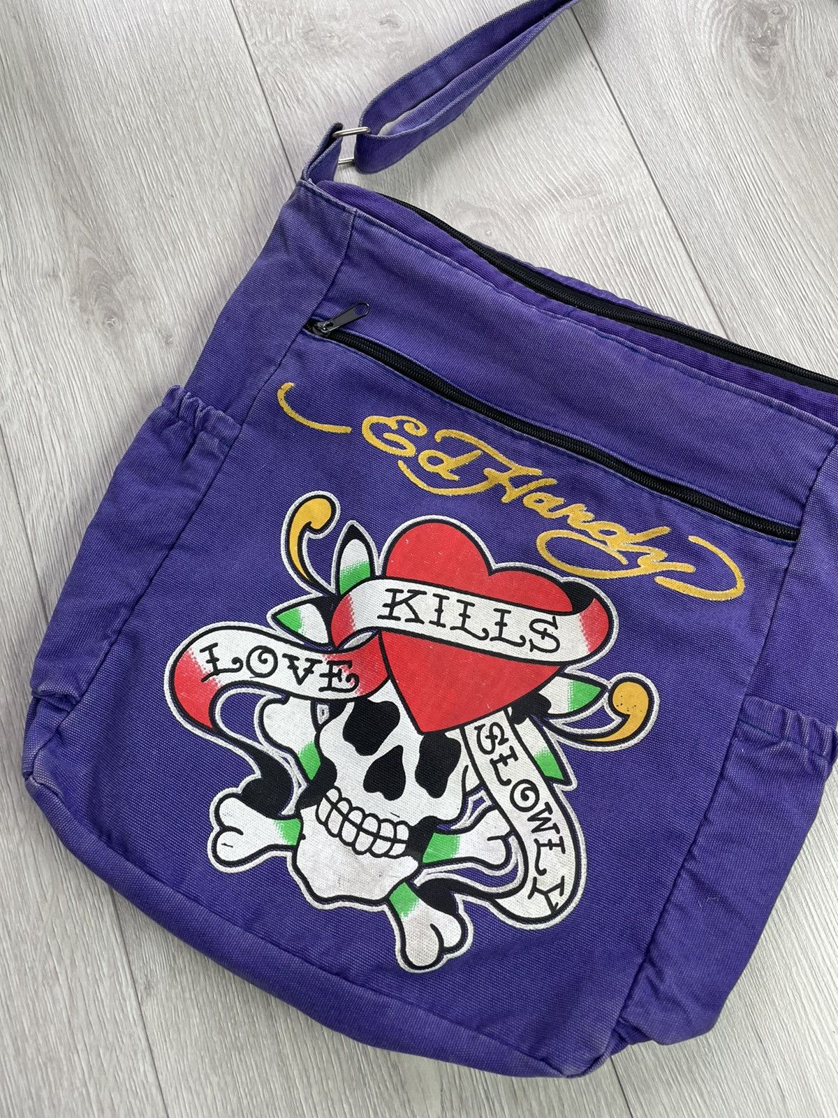 Christian Audigier × Ed Hardy × Vintage Ed Hardy Rare Purple Messenger / Shoulder Bag Size ONE SIZE - 3 Thumbnail